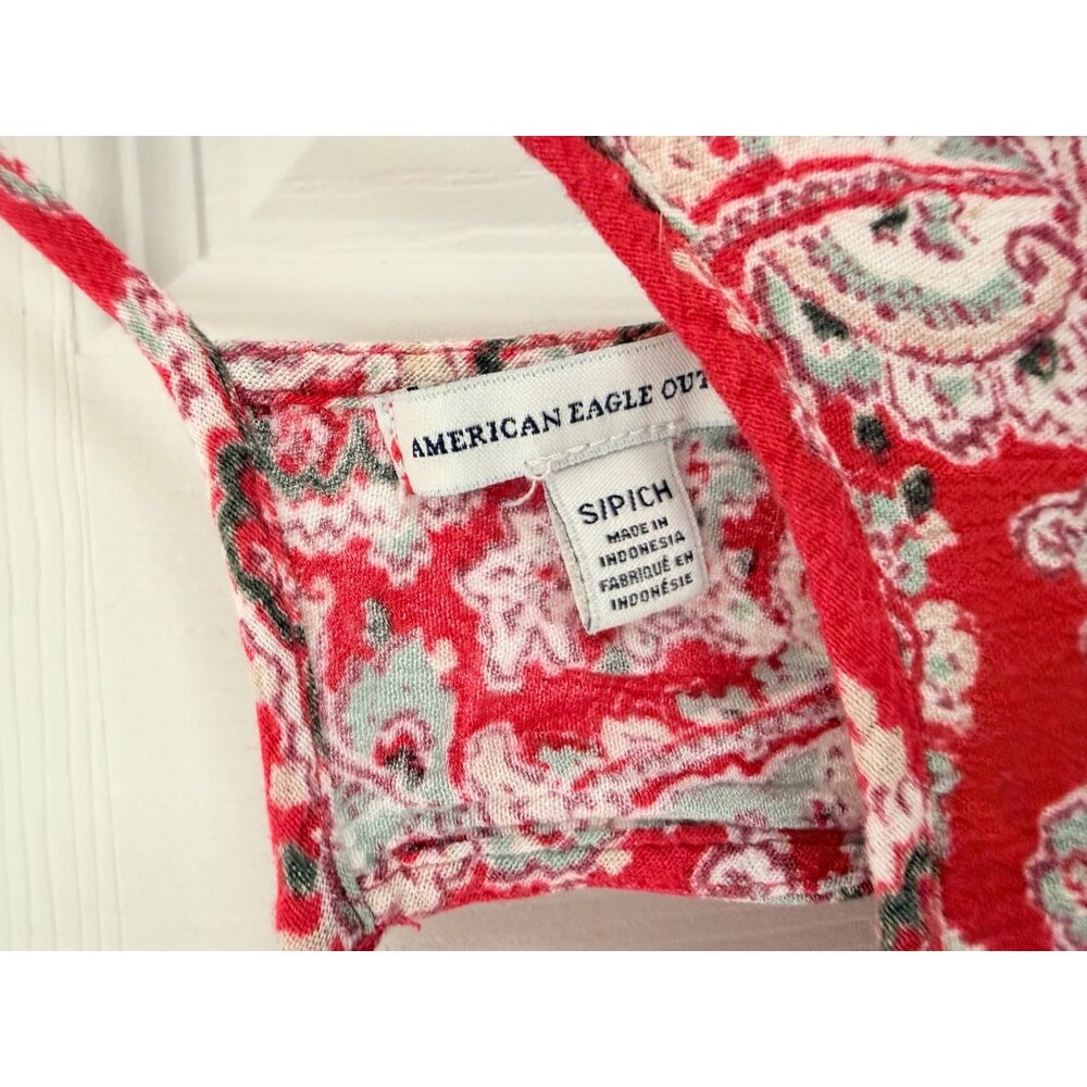 American Eagle Outfitters Red Paisley Print Sleeveless Mini Dress Size Small - Picture 2 of 5